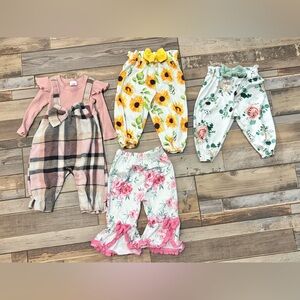 Infant girl size 3/6 month outfit and three pair of pants